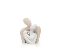 BONGELLI PREZIOSI Figura Statua Innamorati Cuore 21cm Bianco Nocciola Marmorino