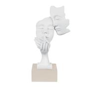 Bongelli Preziosi Figura Statua Moderna Coppia Face 28cm Bianco Base Nocciola Marmorino