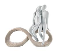 Bongelli Preziosi Figura Statua Moderna Stilizzata Coppia Innamorati Infinito 25x23cm Marmorino Base Nocciola