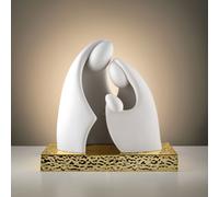 BONGELLI PREZIOSI Presepe Stilizzato Natività 14x13cm Bianco Base Oro Decorazion