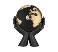Bongelli Preziosi Scultura Mani con Mondo 27x36cm Nero e Oro Marmorino