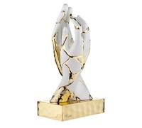 BONGELLI PREZIOSI Scultura Mani Crepate 22cm Bianco Oro Marmorino