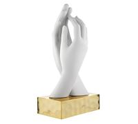 BONGELLI PREZIOSI Scultura Mani Lisce 19cm Bianco Base Oro Marmorino