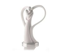 Bongelli Preziosi - Statua Figura Innamorati Cuore Bianco 21cm Marmorino Base Argento