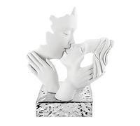 Bongelli Preziosi - Statua Figura Moderna Coppia Face Bianco Argento 14x11cm Marmorino