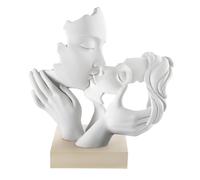 BONGELLI PREZIOSI - Statua Figura Moderna Coppia Face Bianco Nocciola 25x23cm Ma