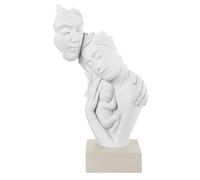 BONGELLI PREZIOSI - Statua Figura Moderna Famiglia Face 39cm Bianco Base Nocciol