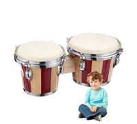 Bongo a percussione per bambini - Set di tamburi a mano in legno, dimensioni 6-7 pollici, strumento musicale educativo per principianti, costruzione leggera, pratica in classe a casa | Divertente atti