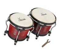 Bongo Bongos Pro Legno Pelli Naturalli Bonghetti Tamburo Jambé Intonabili Rosso
