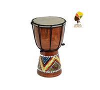 BONGO IN LEGNO DECORATIVO AFRICANO TAMBURO ARREDAMENTO ALTEZZA 19 X DIAMETRO 12