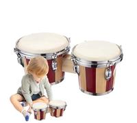 Bongo in legno | Tamburo a mano professionale in legno, bongo da 15,2 cm e 17,8 cm, strumento a percussione educativo per adulti
