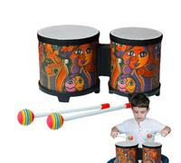 Bongo per bambini, tamburi Bongo per adulti | Giocattolo musicale per | strumento a percussione per bambini | Tamburo in legno con 2 bacchette colorate, tamburo realizzato a mano per adulti prof
