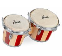 BONGO PERCUSSIONE BATTERIA STRUMENTO MANO 2 TAMBURO 6" E 7" 17 & 20CM RETRO