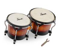Bongo Pro Legno Pelli Naturalli Bonghetti Tamburo Jambé Intonabili Sunburst 7,5"