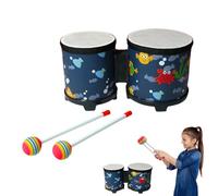 Bongo tamburi per adulti e bambini: set completo di tamburi di bongo in legno, strumento musicale a percussione con 2 bastoncini colorati, design fatto a mano per bambini e adulti | Porto