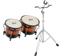 Bongo Tamburo di Legno Sunburst Bonghetti Pelli Naturali Intonabili Set Supporto