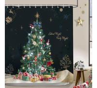 Bonhause Tenda Doccia Albero di Natale Regalo di Natale Notte dei Miracoli Tende per Doccia in Poliestere Impermeabile Antimuffa Lavabile Tende Bagno 180 x 180 cm con 12 Ganci