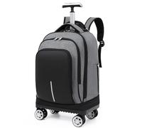 Boniffyy Zaino con ruote, per computer portatile da 15,6", con ruote, per uomini e donne, approvato dal volo, impermeabile, per viaggi, viaggi, lavoro (Grigio)