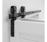 BONIKLUBA 40" Bi-Folding Sliding Barn Door Hardware Track Kit,Smoothly&Quietly,Side Mounted Black Roller,Easy Install,Door Not Included [Fit Double 18" Bifold Doors]