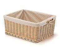 CESTINO VIMINI RETTANGOLARE PICCOLO CON FODERA A POIS