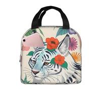 Bonita lonchera con diseño de tigre blanco para hombre y mujer, elegante lonchera térmica grande, reutilizable para el trabajo, picnic y senderismo, 21,5 cm de largo x 13,7 cm de ancho x 20,3 cm de