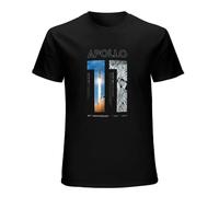 bonjour! Apollo 11 50Th Anniversary Moon Landing 1969 2019 Men's T-Shirt Unisex Black Cotton Hip Hop Print Tee Shirts M