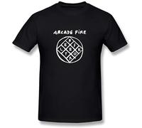 bonjour! Arcade Fire Album Men's T-Shirt Unisex Black Cotton Hip Hop Print Tee Shirts 3XL