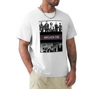 bonjour! Arcade Fire Fans Men's T-Shirt Unisex White Cotton Hip Hop Print Tee Shirts M