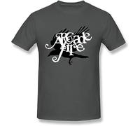 bonjour! Arcade Fire Logo Men's T-Shirt Unisex Grey Cotton Hip Hop Print Tee Shirts S