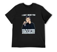 bonjour! Archer Awesomeness I Can't Hear You Over The Deafening Sound of My Own Awesomeness Men's T-Shirt Unisex Black Cotton Hip Hop Print Tee Shirts XL