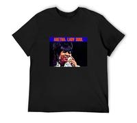 bonjour! Aretha Franklin Lady Soul Vinyl Cover Men's T-Shirt Unisex Black Cotton Hip Hop Print Tee Shirts XXL