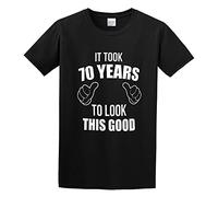 bonjour! It Took 70 Years To Look This Good Men's T-Shirt Unisex Black Cotton Hip Hop Print Tee Shirts M