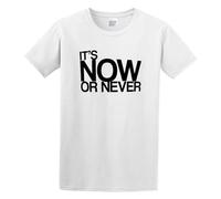 bonjour! It's Now Or Never Men's T-Shirt Unisex White Cotton Hip Hop Print Tee Shirts XL