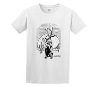 bonjour! Jackalope Cool Vintage Graphic Weird Jackrabbit Santa Fe Cactus Cryptid Men's T-Shirt Unisex White Cotton Hip Hop Print Tee Shirts XXL