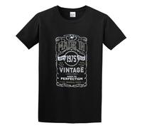bonjour! Made in 1975 Born 43Rd AnnÉE Anniversaire ÂGe PrÉSent Vintage DrÔLe pour Cadeau Men's T-Shirt Unisex Black Cotton Hip Hop Print Tee Shirts XXL