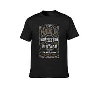 bonjour! Made in 1985 Born 34Th Year Birthday Age Present Vintage Funny Gift Men's T-Shirt Unisex Black Cotton Hip Hop Print Tee Shirts L
