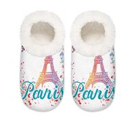 Bonjour Parigi Torre Eiffel Pantofole per donne e uomini, in memory foam, pantofole da casa, Multi, 37.5/38.5 EU