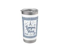 Bonjour Paris Cool Design Doodle francese Summer Travel Bicchiere termico in acciaio inox doppia parete