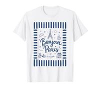 Bonjour Paris Cool Design Doodle Francese Summer Travel Maglietta