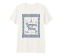 Bonjour Paris Cool Design Doodle Francese Summer Travel Maglietta Premium