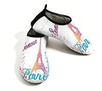 Bonjour Paris Torre Eiffel scarpe da acqua per donne e uomini, ad asciugatura rapida, scarpe da nuoto a piedi nudi, calzini acquatici per spiaggia, Multi, 37/38 EU