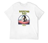 bonjour! Righteous Pigs Stress Related Death Grindcore Men's T-Shirt Unisex White Cotton Hip Hop Print Tee Shirts 3XL