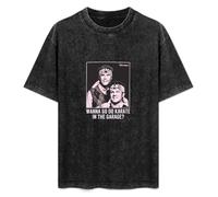 bonjour! Step Brothers Movie Wanna Go Do Karate in The Garage ? Will Farrell Men's T-Shirt Unisex Black Cotton Hip Hop Print Tee Shirts S