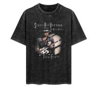 bonjour! Stevie Ray Vaughan & Double Trouble Texas Flood Album Cover Men's T-Shirt Unisex Black Cotton Hip Hop Print Tee Shirts XXL