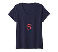 Bonjour to 5 Amazing Years: Francia Regalo di Compleanno Maglietta con Collo a V, Donna, Navy, S