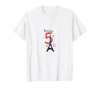 Bonjour to 5 Amazing Years: Francia Regalo di Compleanno Maglietta, Uomo, Bianco, 4XL