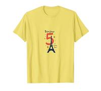 Bonjour to 5 Amazing Years: Francia Regalo di Compleanno Maglietta, Uomo, Limone, 3XL