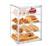 BONJUME Organizer Per Pasticceria, 4 Ripiani Contenitore In Acrilico Con Anta Magnetica Regolabile Di Grande Capacità Trasparente Per Il Pane Da Cucina Per Pane Fatto In Casa Toast E Bagel