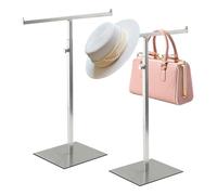 BONJUME Portasciugamani, 2PCS Espositore Per Borsa A T Portaborse Doppio Gancio Acciaio Inox Portaborse Regolabile Per Asciugamani Vestiti Coperte Giornali Per Collane Per Casa Boutique Negozio