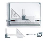 BONJUME Tavolo Da Disegno DIN A3, Con Riga Parallela E Goniometro Set 6 Pezzi Multifunzione Con Morsetto Fermacarta Righello E Supporto Regolabile Per Disegno Tecnico Scuola Ufficio Architettura